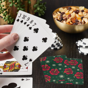 Tropical Floral Hibiscus Snowflakes Christmas    Playing Cards
