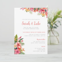 Tropical Floral Hibiscus Wedding Invitation