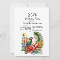 Tropical Floral Hummingbird 80th Birthday