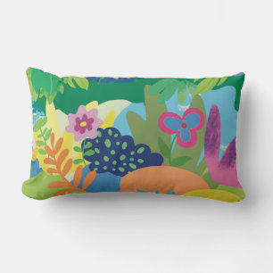 Tropical floral illustration, summer flowers  lumbar cushion