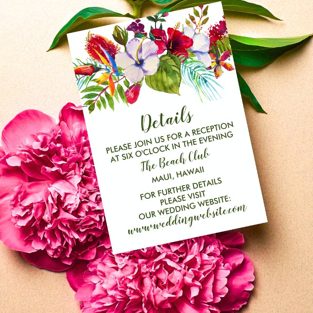 Tropical Floral Island Hibiscus Green Details Enclosure Card (Creator Uploaded)
