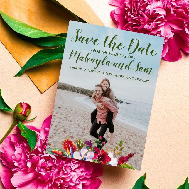 Tropical Floral Island Hibiscus Save The Date (Creator Uploaded)
