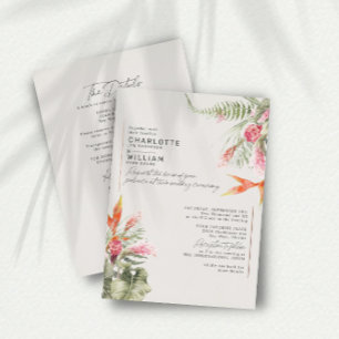 Tropical Floral Ivory RSVP QR Code Wedding Gold