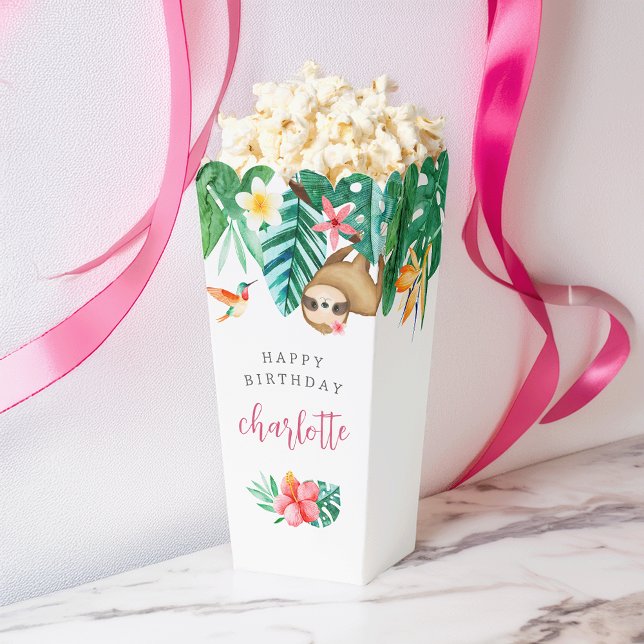 Tropical Floral Jungle Animals Kids Birthday Party Favour Box (Creator Uploaded)