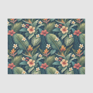 Tropical Floral Jungle Exotic Hibiscus Flowers Art Tissue Paper