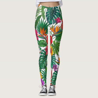 Tropical Floral Jungle Pattern Leggings