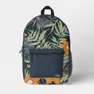 Tropical Floral Leaves and botanical Pattern Printed Backpack