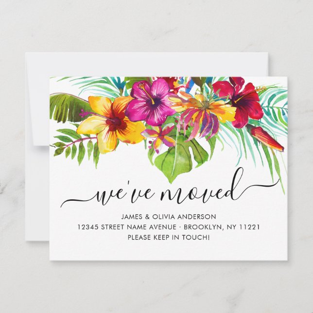 Tropical Floral Leaves We've Moved New Home Moving Announcement (Front)