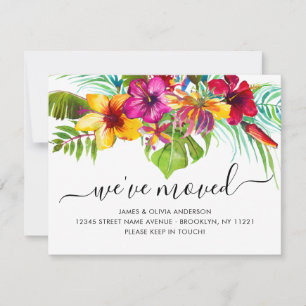 Tropical Floral Leaves We've Moved New Home Moving Announcement