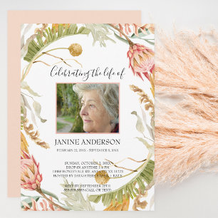 Tropical floral Life celebration photo Invitation