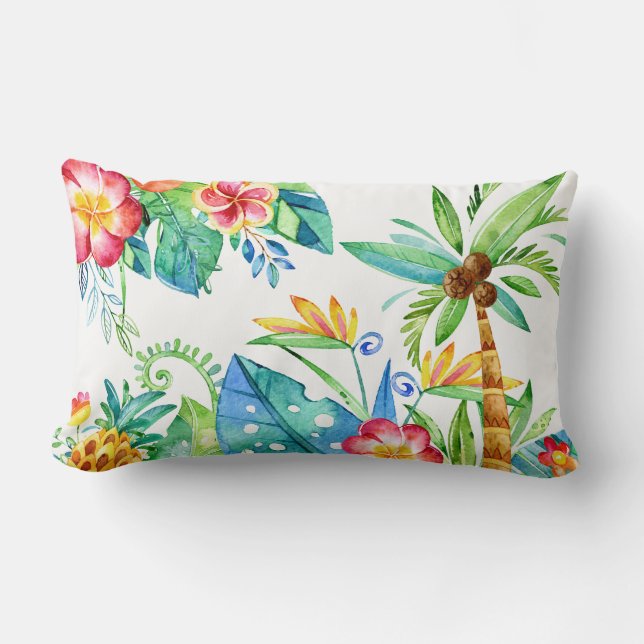 Tropical Floral Lumbar Cushion (Front)