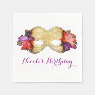Tropical Floral Masquerade Mask Elegant Party Napkin