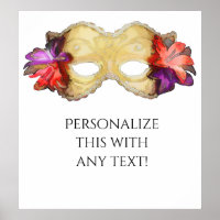 Tropical Floral Masquerade Mask Party Banner