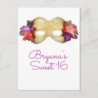 Tropical Floral Masquerade Mask Save the Date