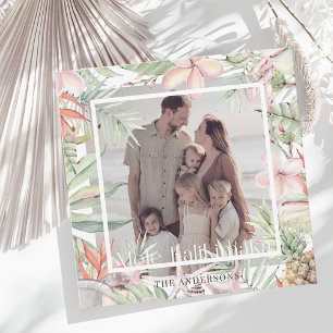 Tropical Floral Mele Kalikimaka Holiday Card