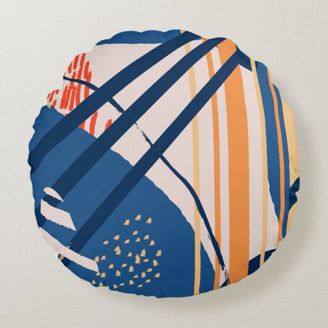 Tropical Floral: Modern Header Round Cushion (Front)