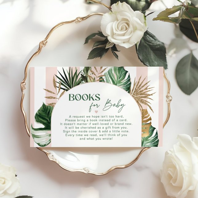 Tropical floral monstera books for baby ticket enclosure card (Creator Uploaded)