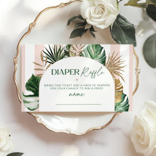 Tropical floral monstera diaper raffle ticket enclosure card