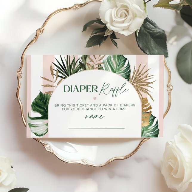Tropical floral monstera diaper raffle ticket enclosure card (Creator Uploaded)