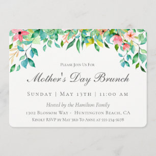 Tropical Floral Mother's Day Brunch Invitation