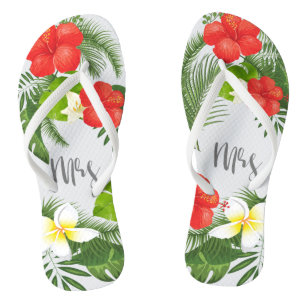 Tropical Floral Mrs Bride ID475 Thongs