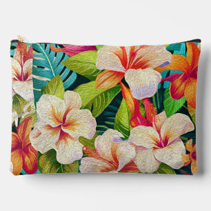 Tropical Floral Oil Painting Style Accessory Pouch