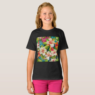 Tropical Floral Oil Painting Style T-Shirt