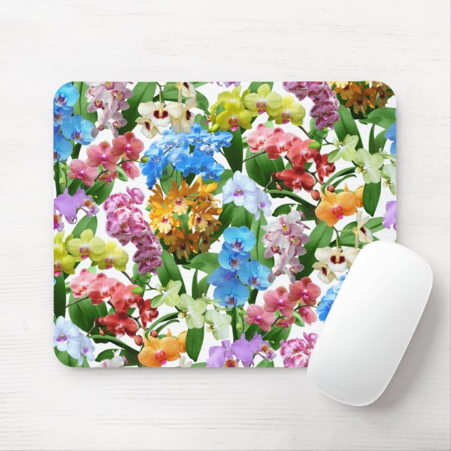 Tropical Floral Orchids Mouse Pad (With Mouse)