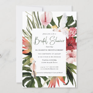 Tropical Floral Palm Bridal Shower Invitation
