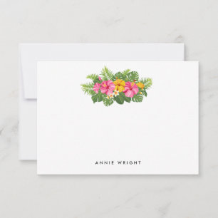 Tropical Floral Palm Leaves Personalise Stationery Card