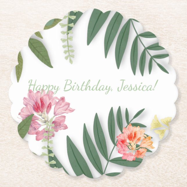Tropical Floral  Paper Coaster (Front)
