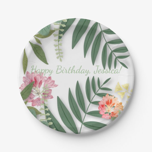 Tropical Floral  Paper Plate (Front)