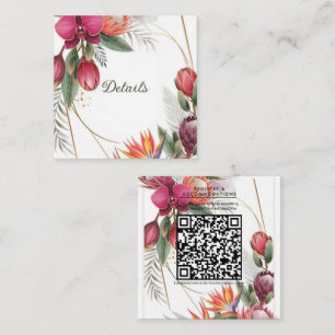 Tropical Floral Paradise Botanical Gold Details Square Business Card