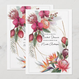 Tropical Floral Paradise Botanical Gold  Invitation