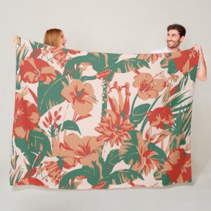 Tropical Floral Paradise Fleece Blanket