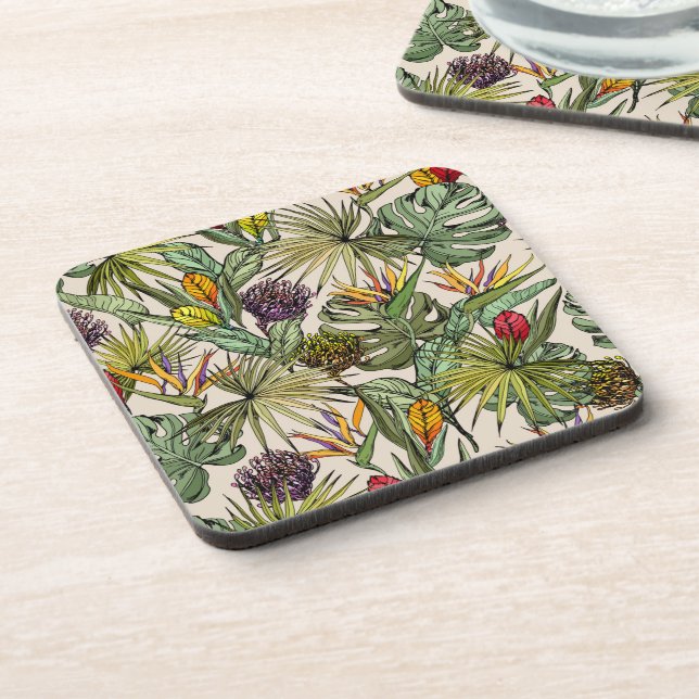 Tropical Floral Pattern Coaster (Left Side)