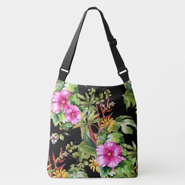 Tropical Floral Pattern  Crossbody Bag (Front)