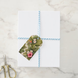 Tropical Floral Pattern – Hibiscus, Monstera Gift Tags