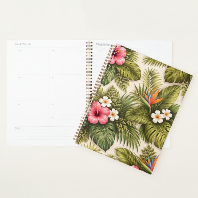 Tropical Floral Pattern – Hibiscus, Monstera  Planner (Display)