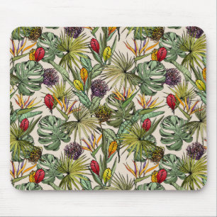 Tropical Floral Pattern Mouse Pad
