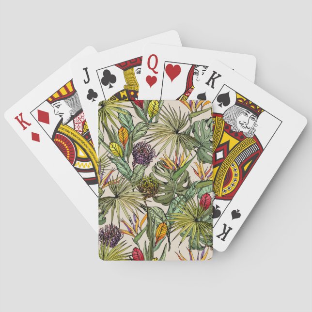 Tropical Floral Pattern Playing Cards (Back)