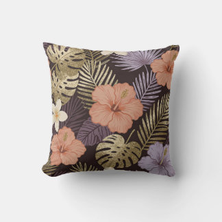 Tropical Floral Pattern Throw Pillow