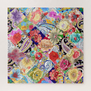 Tropical floral pattern, vibrant colours. jigsaw puzzle