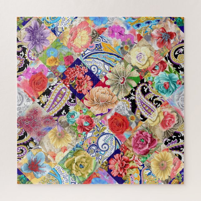 Tropical floral pattern, vibrant colours. jigsaw puzzle (Vertical)