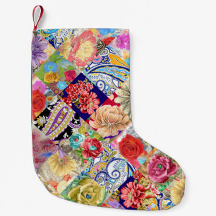 Tropical floral pattern, vibrant colours. small christmas stocking