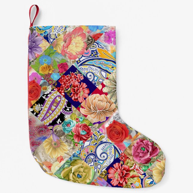 Tropical floral pattern, vibrant colours. small christmas stocking (Front)