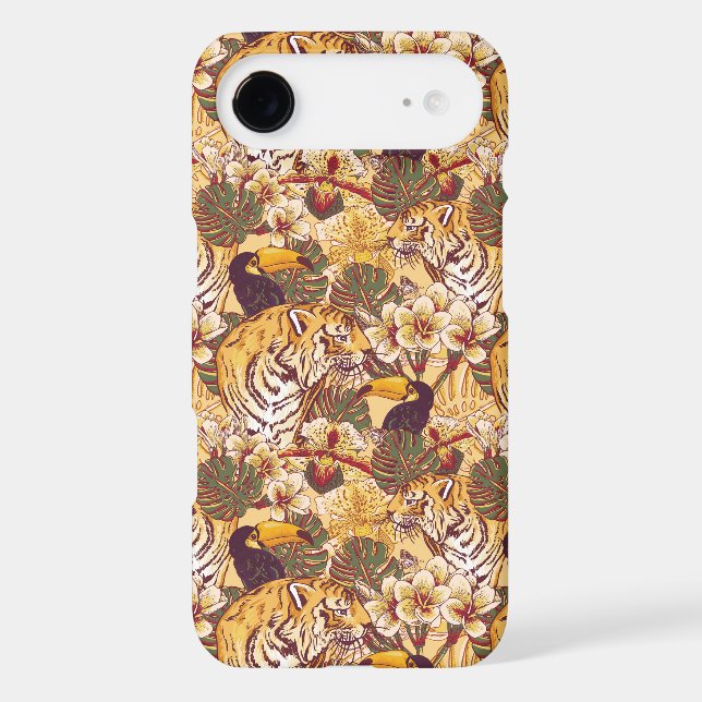 Tropical Floral Pattern With Tiger Case-Mate iPhone Case (Back)
