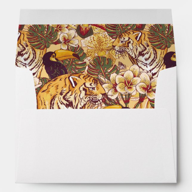 Tropical Floral Pattern With Tiger Envelope (Back (Bottom))