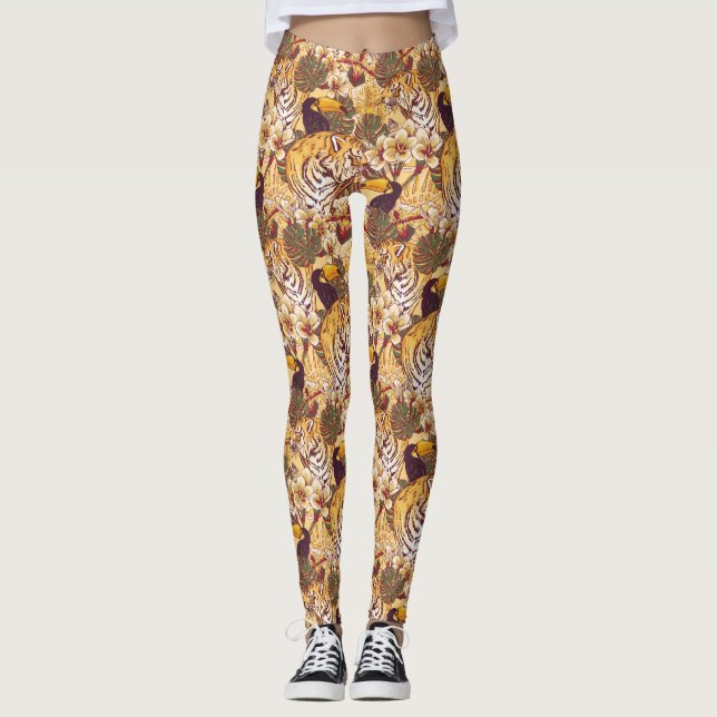 Tropical Floral Pattern With Tiger Leggings (Front)