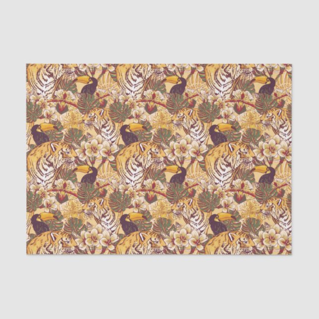 Tropical Floral Pattern With Tiger Tissue Paper (Front)